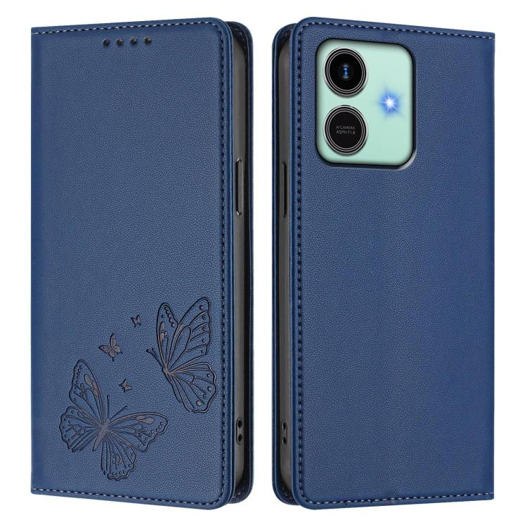 For Honor Play10 4G Strong Magnetic Dual Butterfly RFID Vegan Leather Phone Case