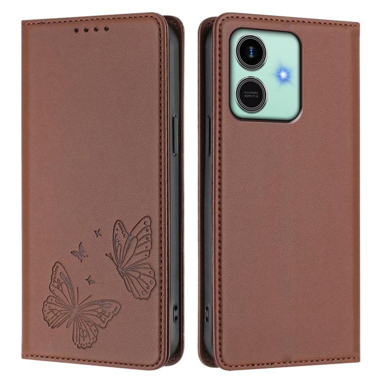 For Honor Play10 4G Strong Magnetic Dual Butterfly RFID Vegan Leather Phone Case
