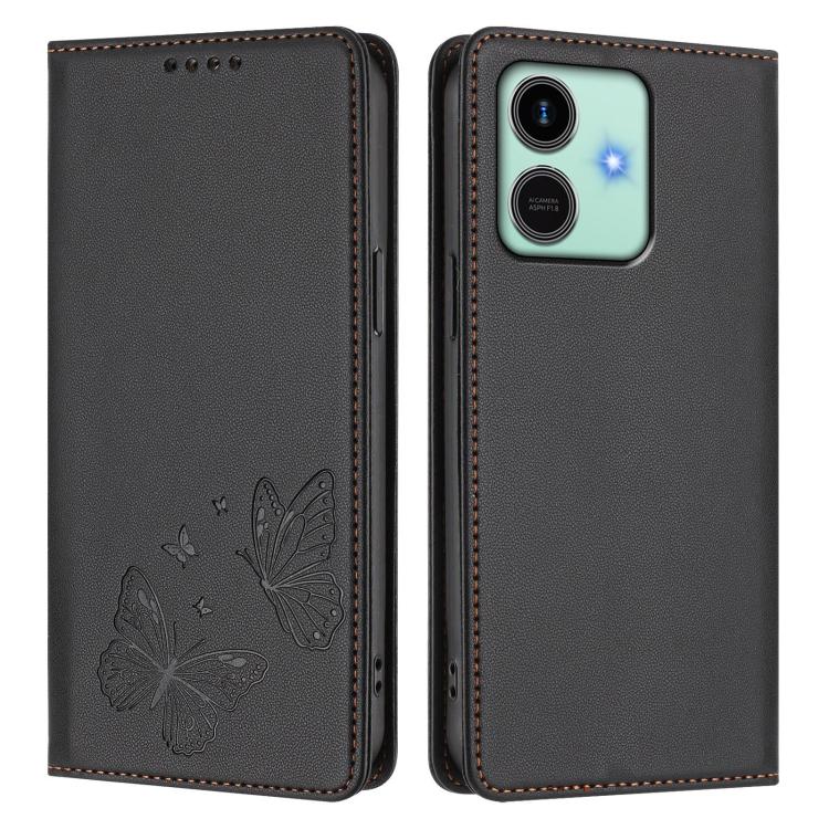 For Honor Play10 4G Strong Magnetic Dual Butterfly RFID Vegan Leather Phone Case