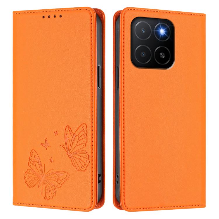 For Honor X5b / X5b Plus 4G Strong Magnetic Dual Butterfly RFID Vegan Leather Phone Case