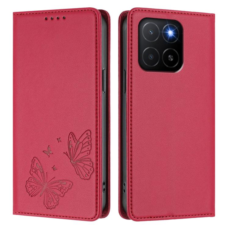 For Honor X5b / X5b Plus 4G Strong Magnetic Dual Butterfly RFID Vegan Leather Phone Case