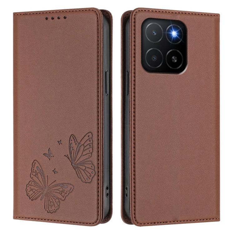 For Honor X5b / X5b Plus 4G Strong Magnetic Dual Butterfly RFID Vegan Leather Phone Case