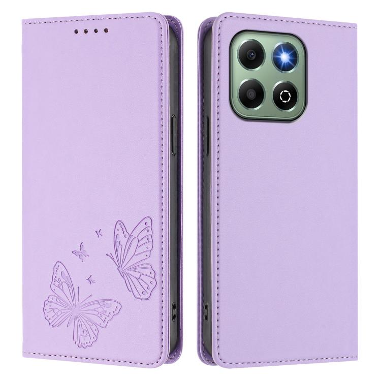 For Honor X6b / X6a 4G Strong Magnetic Dual Butterfly RFID Vegan Leather Phone Case
