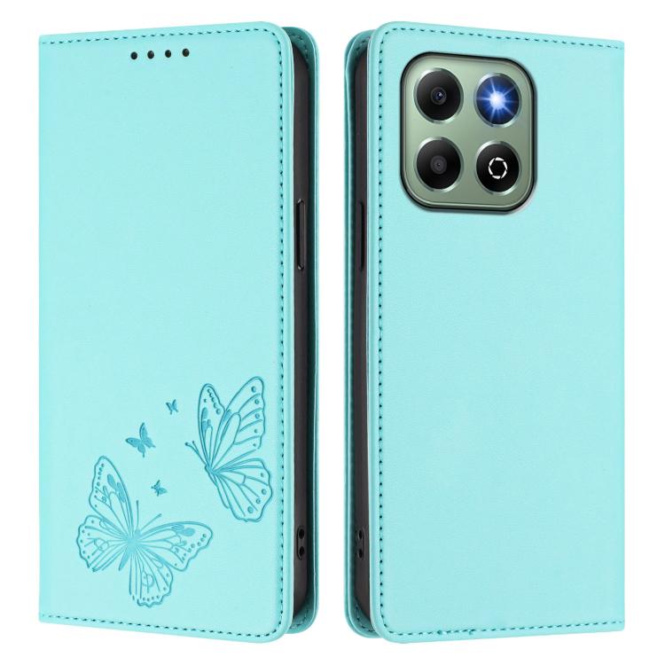 For Honor X6b / X6a 4G Strong Magnetic Dual Butterfly RFID Vegan Leather Phone Case