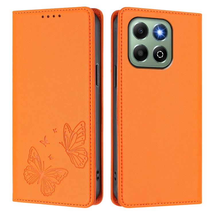 For Honor X6b / X6a 4G Strong Magnetic Dual Butterfly RFID Vegan Leather Phone Case