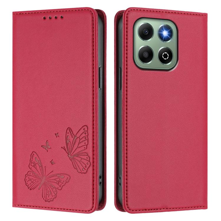 For Honor X6b / X6a 4G Strong Magnetic Dual Butterfly RFID Vegan Leather Phone Case
