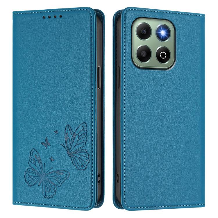 For Honor X6b / X6a 4G Strong Magnetic Dual Butterfly RFID Vegan Leather Phone Case
