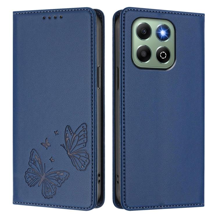 For Honor X6b / X6a 4G Strong Magnetic Dual Butterfly RFID Vegan Leather Phone Case