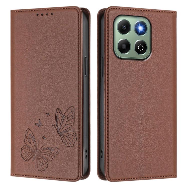 For Honor X6b / X6a 4G Strong Magnetic Dual Butterfly RFID Vegan Leather Phone Case