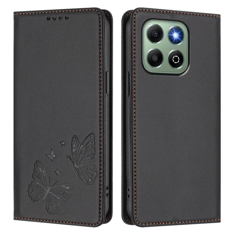 For Honor X6b / X6a 4G Strong Magnetic Dual Butterfly RFID Vegan Leather Phone Case