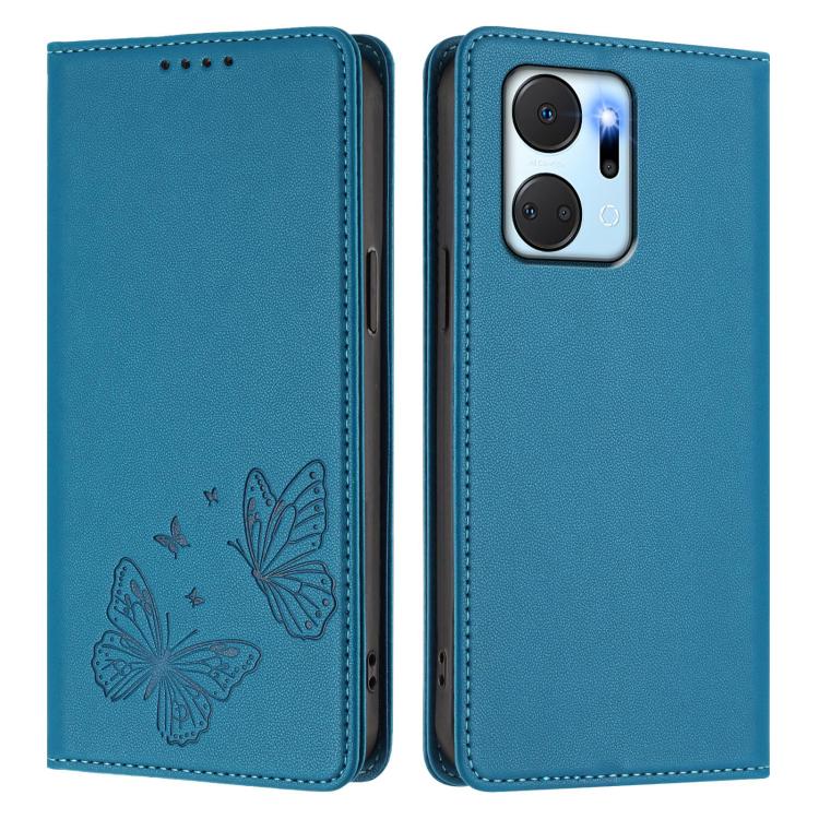 For Honor X7a 4G / Play7T 5G Strong Magnetic Dual Butterfly RFID Vegan Leather Phone Case