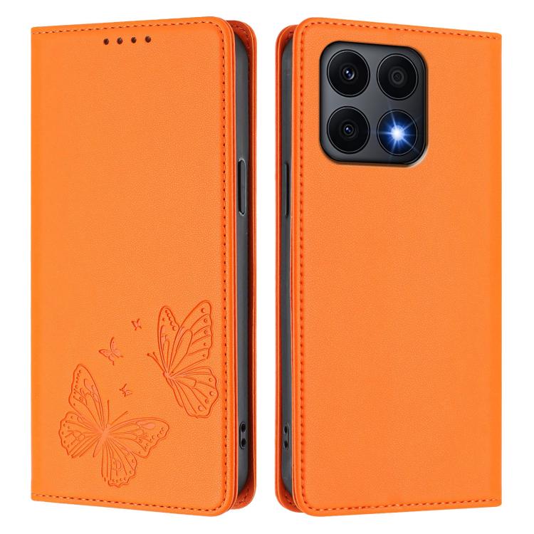 For Honor X8a Strong Magnetic Dual Butterfly RFID Vegan Leather Phone Case