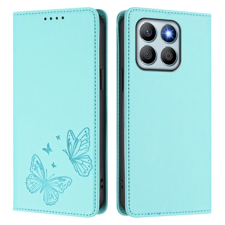 For Honor X8b 4G Strong Magnetic Dual Butterfly RFID Vegan Leather Phone Case