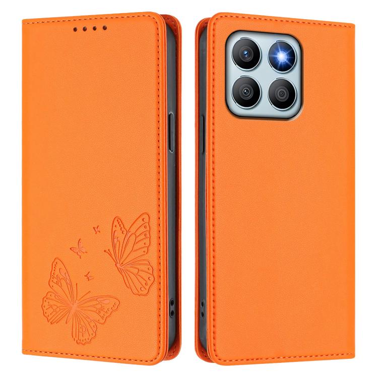For Honor X8b 4G Strong Magnetic Dual Butterfly RFID Vegan Leather Phone Case