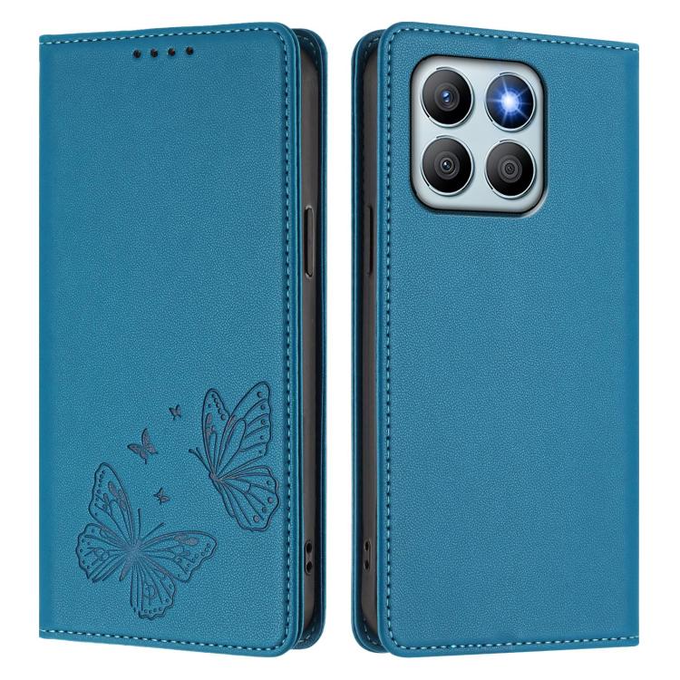 For Honor X8b 4G Strong Magnetic Dual Butterfly RFID Vegan Leather Phone Case