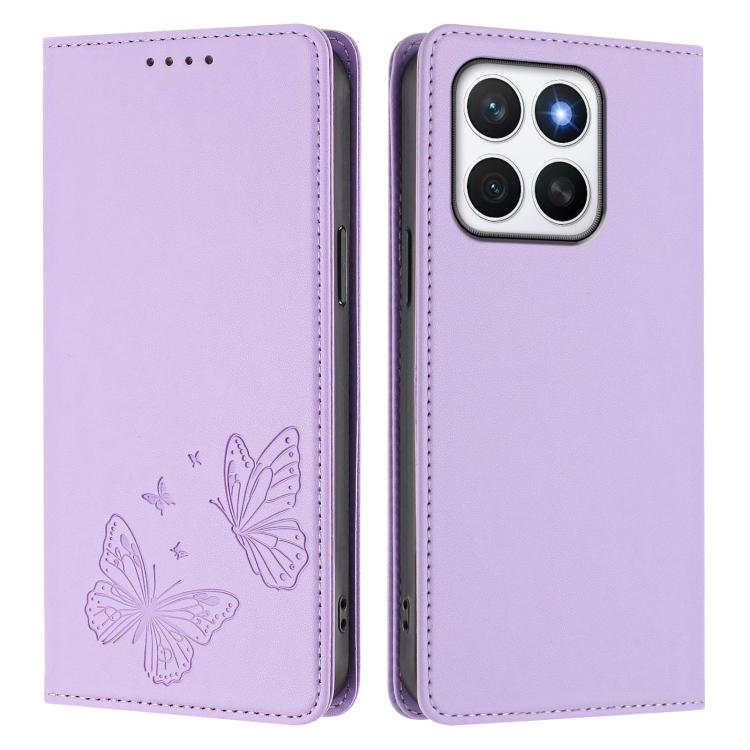 For Honor X8c 4G Strong Magnetic Dual Butterfly RFID Vegan Leather Phone Case