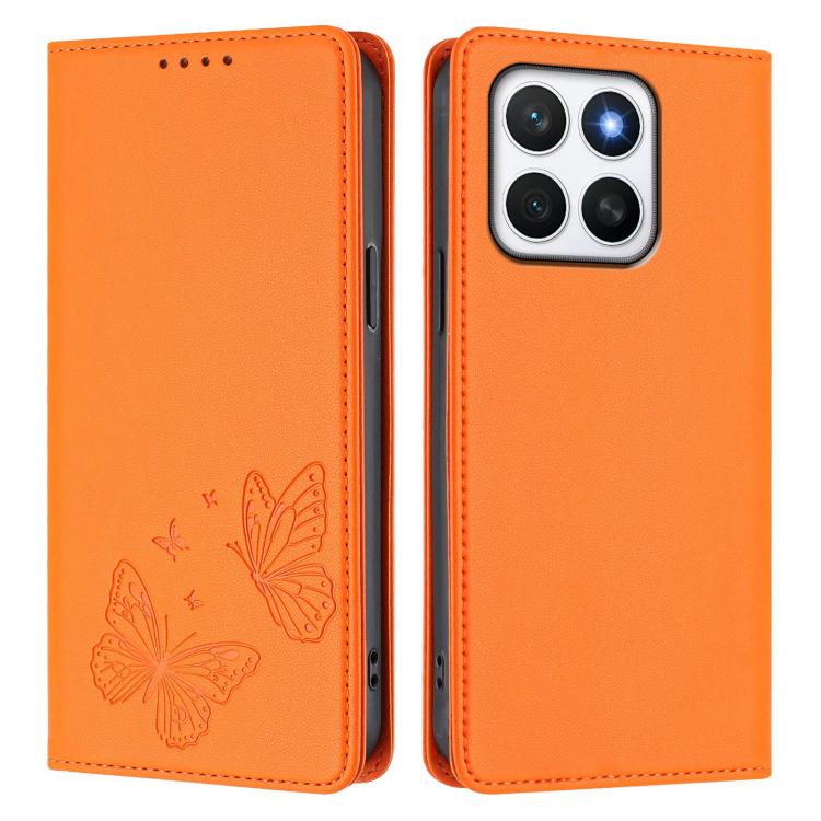For Honor X8c 4G Strong Magnetic Dual Butterfly RFID Vegan Leather Phone Case