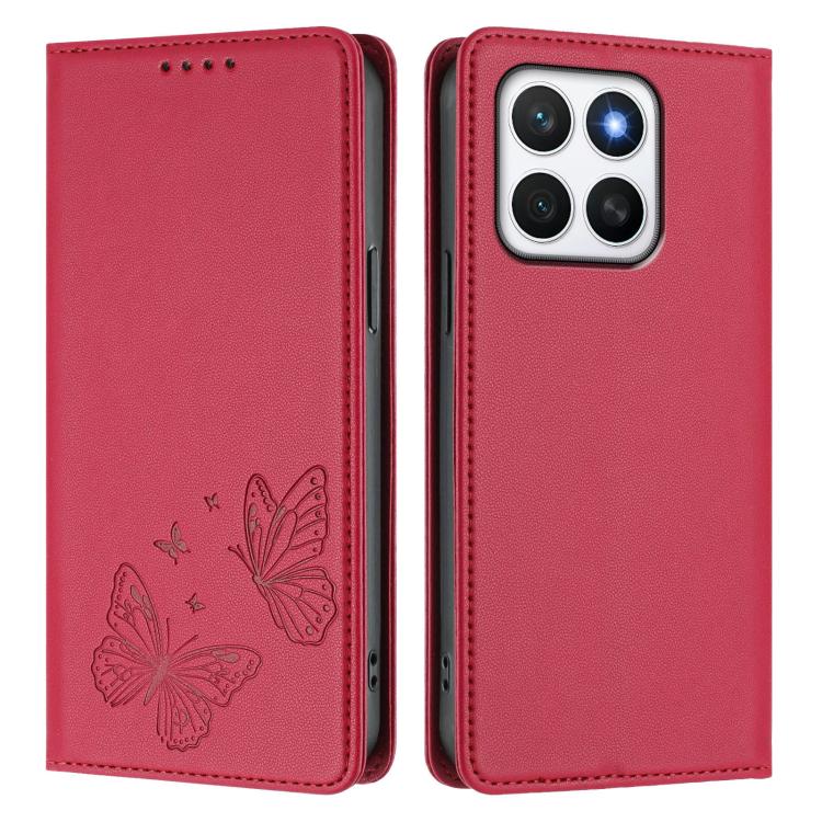 For Honor X8c 4G Strong Magnetic Dual Butterfly RFID Vegan Leather Phone Case