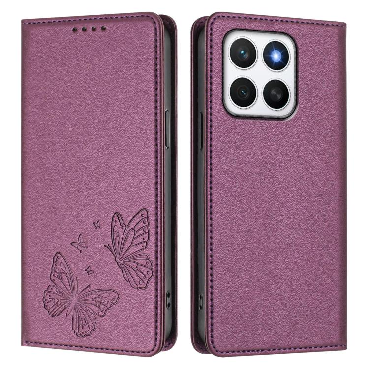 For Honor X8c 4G Strong Magnetic Dual Butterfly RFID Vegan Leather Phone Case