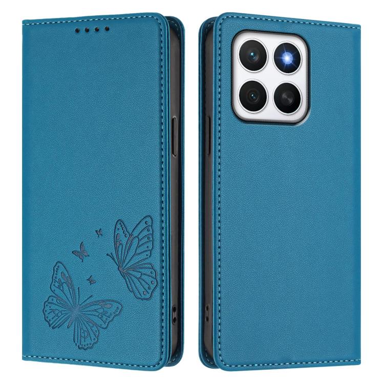 For Honor X8c 4G Strong Magnetic Dual Butterfly RFID Vegan Leather Phone Case