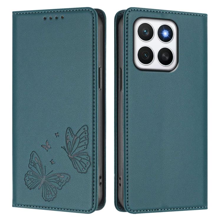 For Honor X8c 4G Strong Magnetic Dual Butterfly RFID Vegan Leather Phone Case