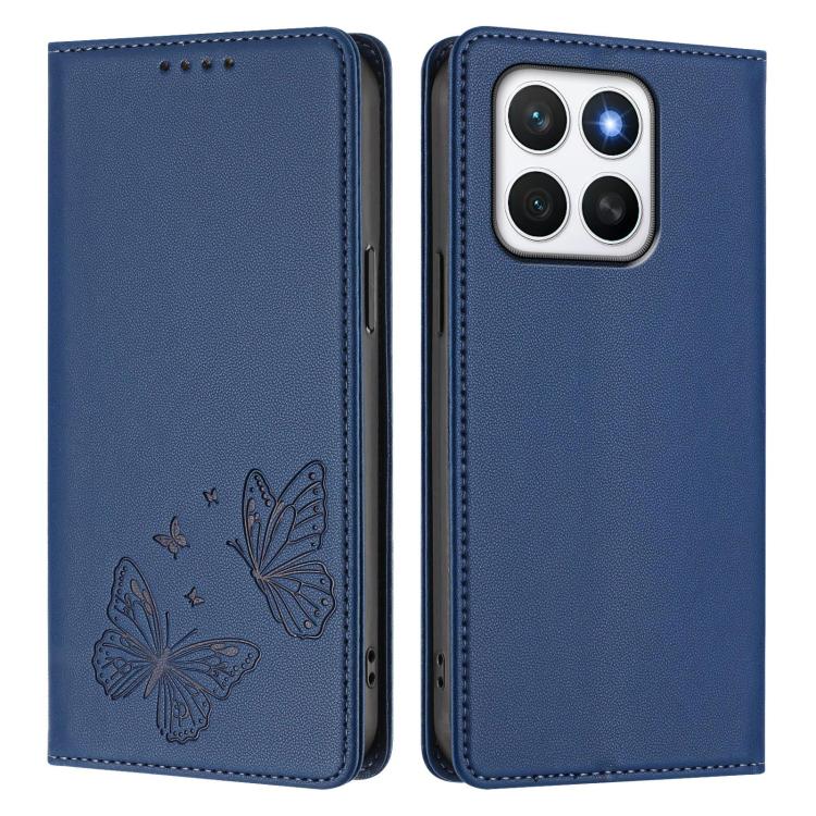 For Honor X8c 4G Strong Magnetic Dual Butterfly RFID Vegan Leather Phone Case