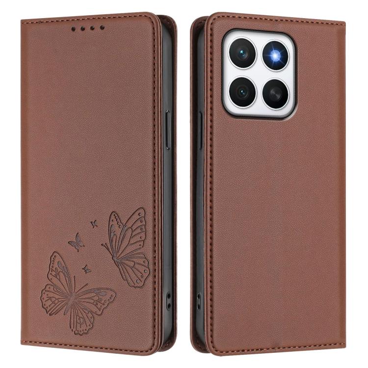 For Honor X8c 4G Strong Magnetic Dual Butterfly RFID Vegan Leather Phone Case
