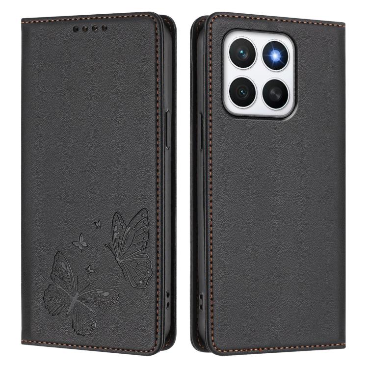 For Honor X8c 4G Strong Magnetic Dual Butterfly RFID Vegan Leather Phone Case