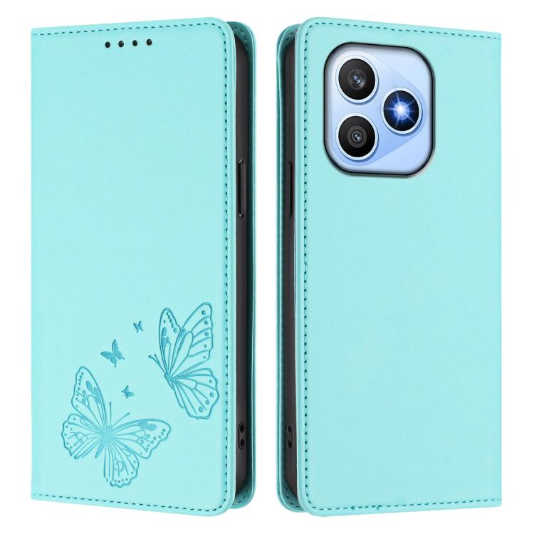 For Honor X8d 4G Strong Magnetic Dual Butterfly RFID Vegan Leather Phone Case