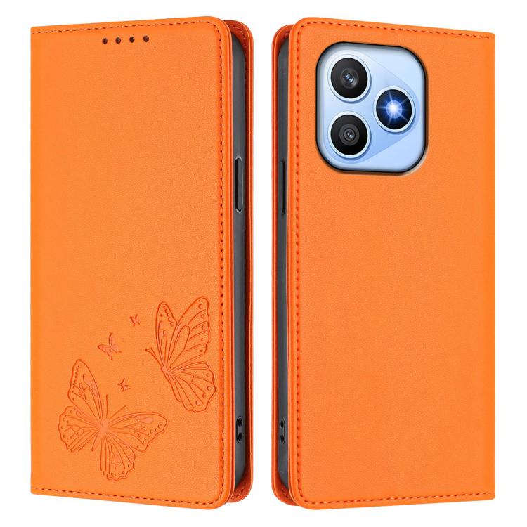 For Honor X8d 4G Strong Magnetic Dual Butterfly RFID Vegan Leather Phone Case