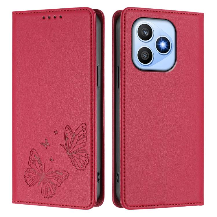 For Honor X8d 4G Strong Magnetic Dual Butterfly RFID Vegan Leather Phone Case