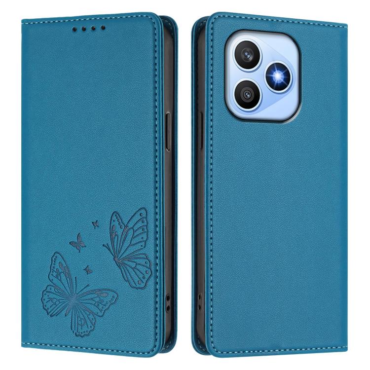 For Honor X8d 4G Strong Magnetic Dual Butterfly RFID Vegan Leather Phone Case