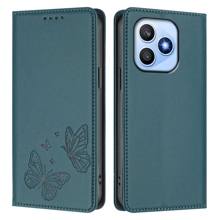 For Honor X8d 4G Strong Magnetic Dual Butterfly RFID Vegan Leather Phone Case