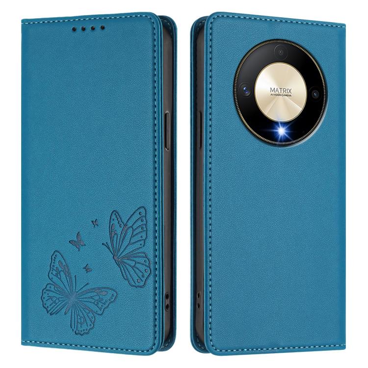 For Honor X9b 5G / Magic6 Lite Strong Magnetic Dual Butterfly RFID Vegan Leather Phone Case