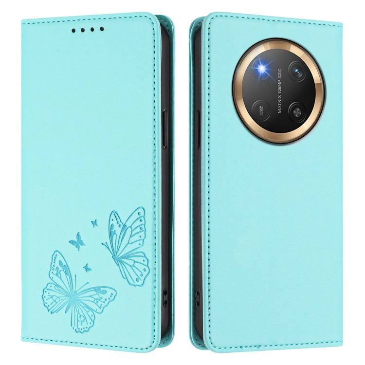 For Honor X9c 5G / Magic7 Lite Strong Magnetic Dual Butterfly RFID Vegan Leather Phone Case