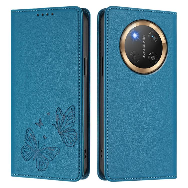 For Honor X9c 5G / Magic7 Lite Strong Magnetic Dual Butterfly RFID Vegan Leather Phone Case