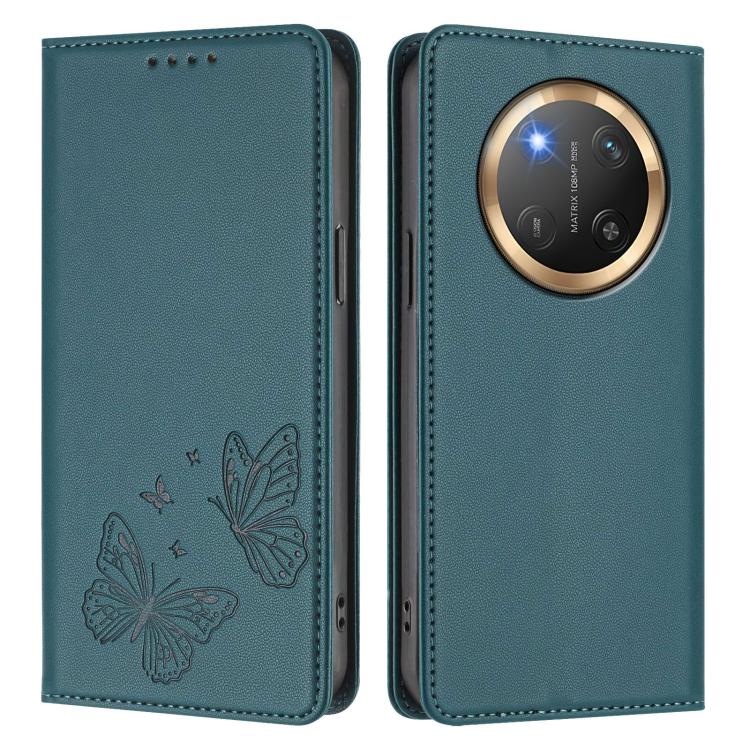 For Honor X9c 5G / Magic7 Lite Strong Magnetic Dual Butterfly RFID Vegan Leather Phone Case