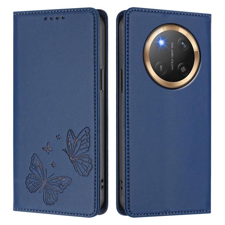 For Honor X9c 5G / Magic7 Lite Strong Magnetic Dual Butterfly RFID Vegan Leather Phone Case