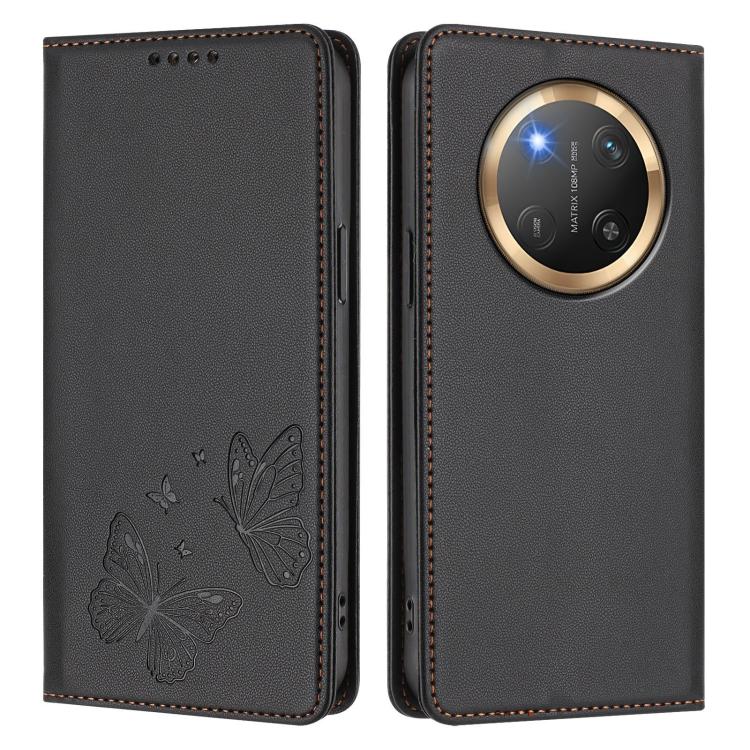 For Honor X9c 5G / Magic7 Lite Strong Magnetic Dual Butterfly RFID Vegan Leather Phone Case