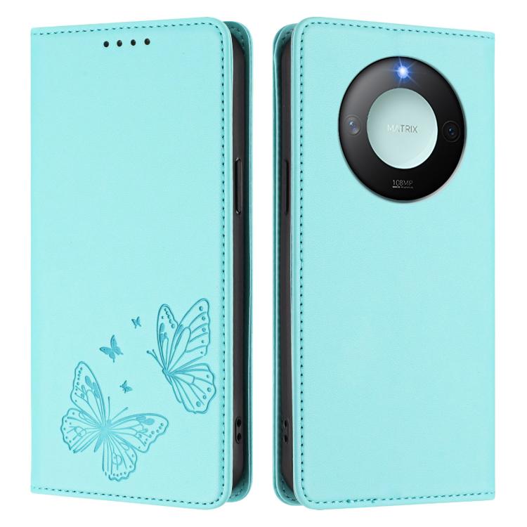 For Honor X9c Smart 5G Strong Magnetic Dual Butterfly RFID Vegan Leather Phone Case