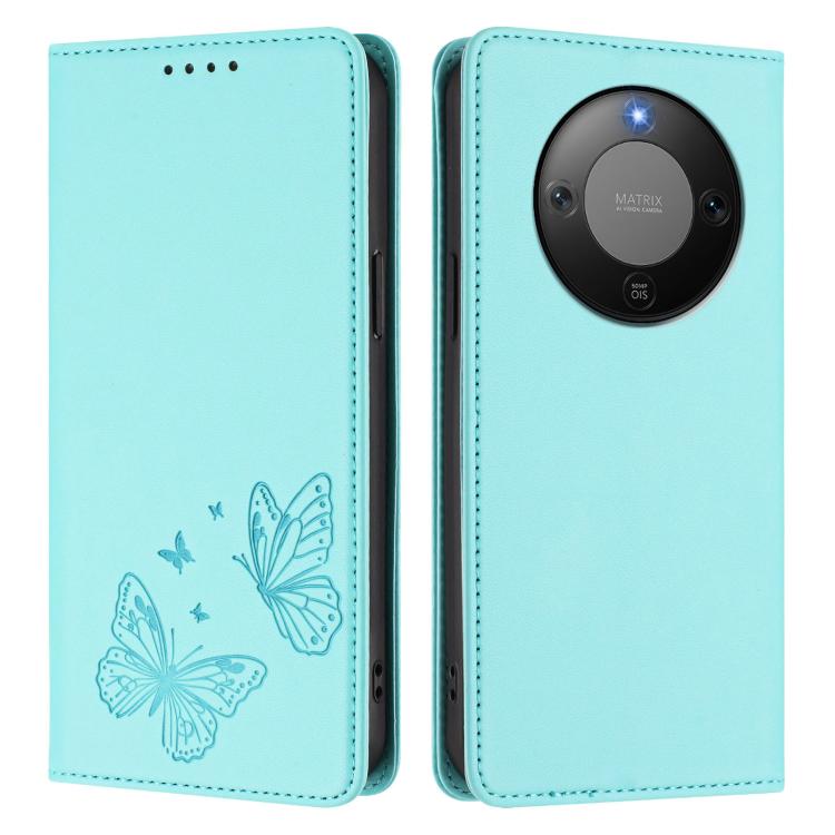 For Honor X9d 5G / Magic8 Lite Strong Magnetic Dual Butterfly RFID Vegan Leather Phone Case