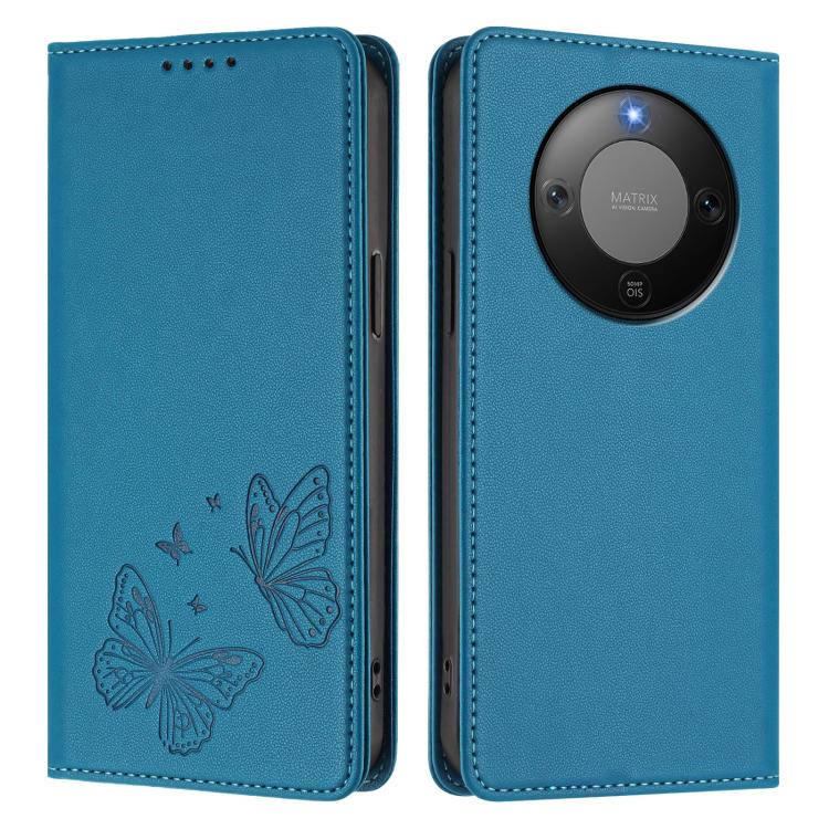 For Honor X9d 5G / Magic8 Lite Strong Magnetic Dual Butterfly RFID Vegan Leather Phone Case