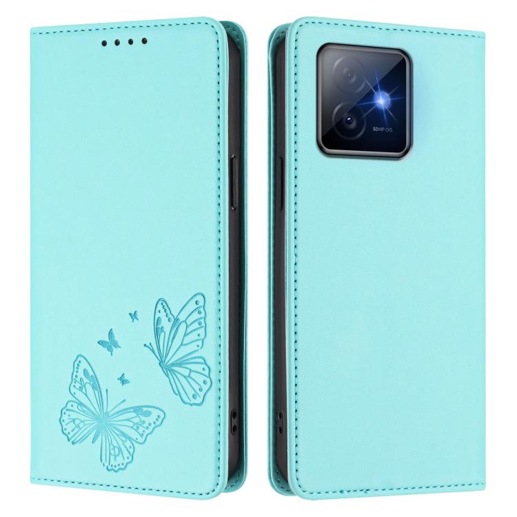 For Honor X60 GT 5G Strong Magnetic Dual Butterfly RFID Vegan Leather Phone Case