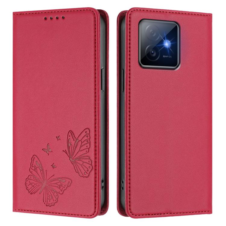 For Honor X60 GT 5G Strong Magnetic Dual Butterfly RFID Vegan Leather Phone Case
