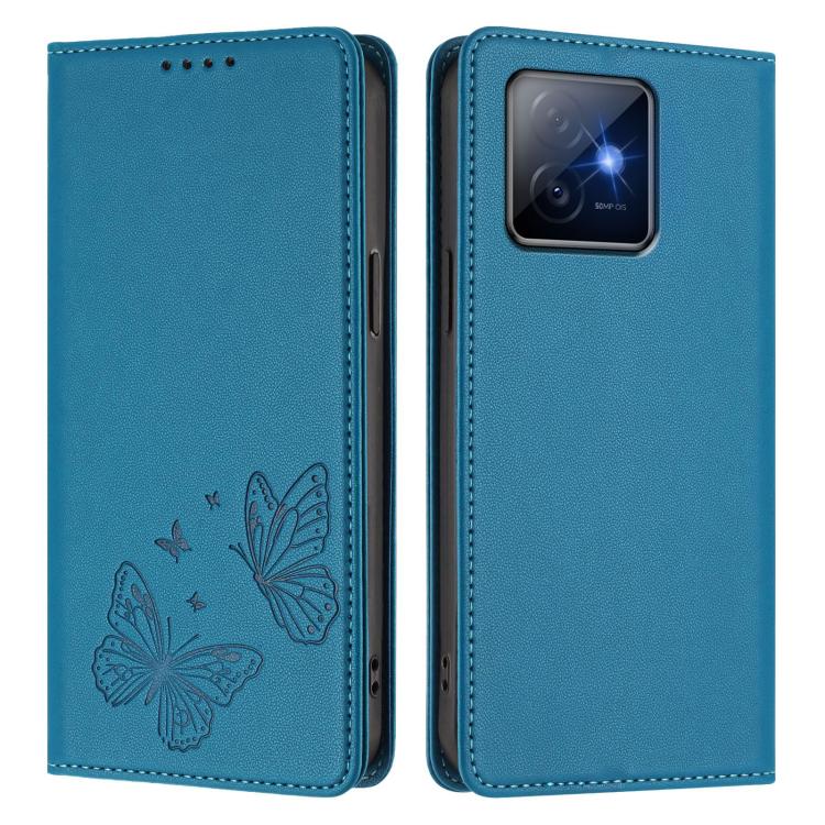 For Honor X60 GT 5G Strong Magnetic Dual Butterfly RFID Vegan Leather Phone Case