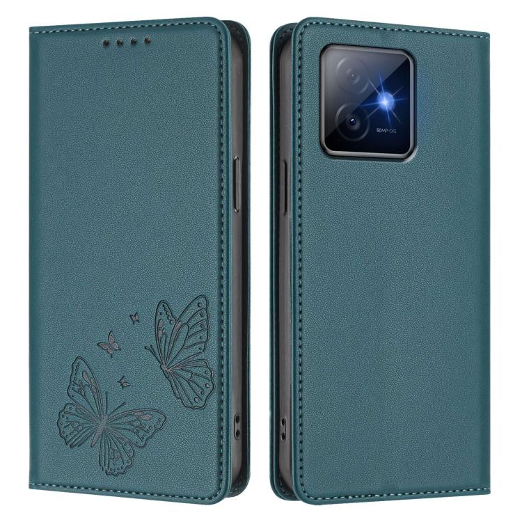 For Honor X60 GT 5G Strong Magnetic Dual Butterfly RFID Vegan Leather Phone Case