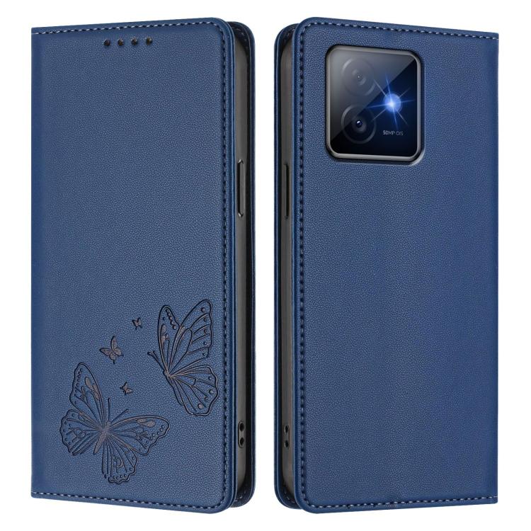 For Honor X60 GT 5G Strong Magnetic Dual Butterfly RFID Vegan Leather Phone Case