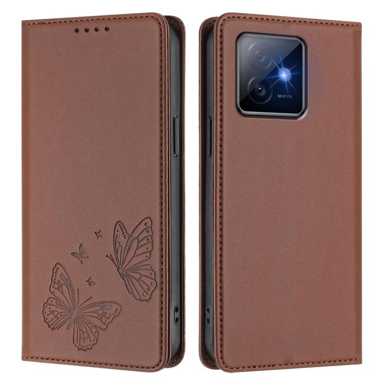 For Honor X60 GT 5G Strong Magnetic Dual Butterfly RFID Vegan Leather Phone Case