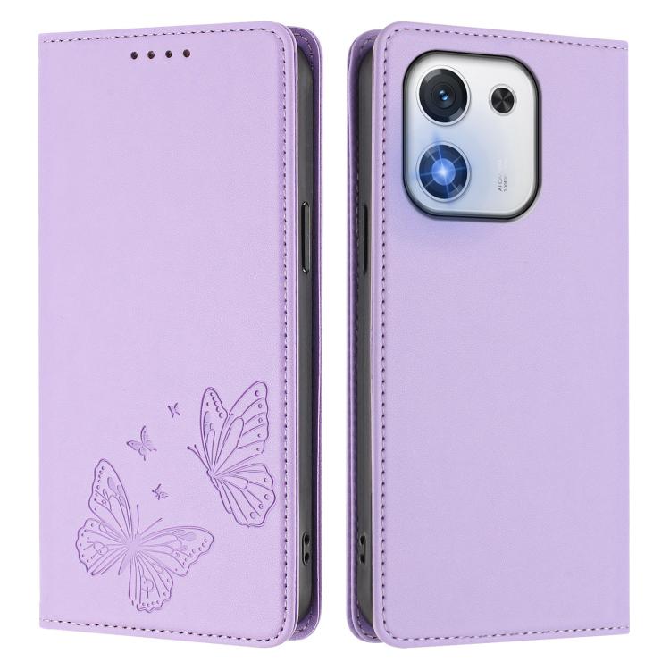 For Honor X70i 5G Strong Magnetic Dual Butterfly RFID Vegan Leather Phone Case