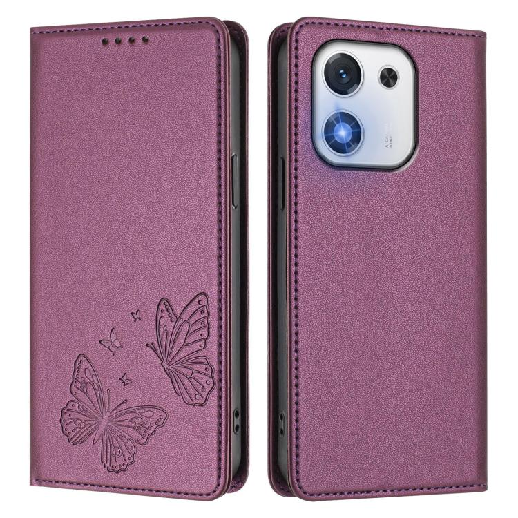 For Honor X70i 5G Strong Magnetic Dual Butterfly RFID Vegan Leather Phone Case